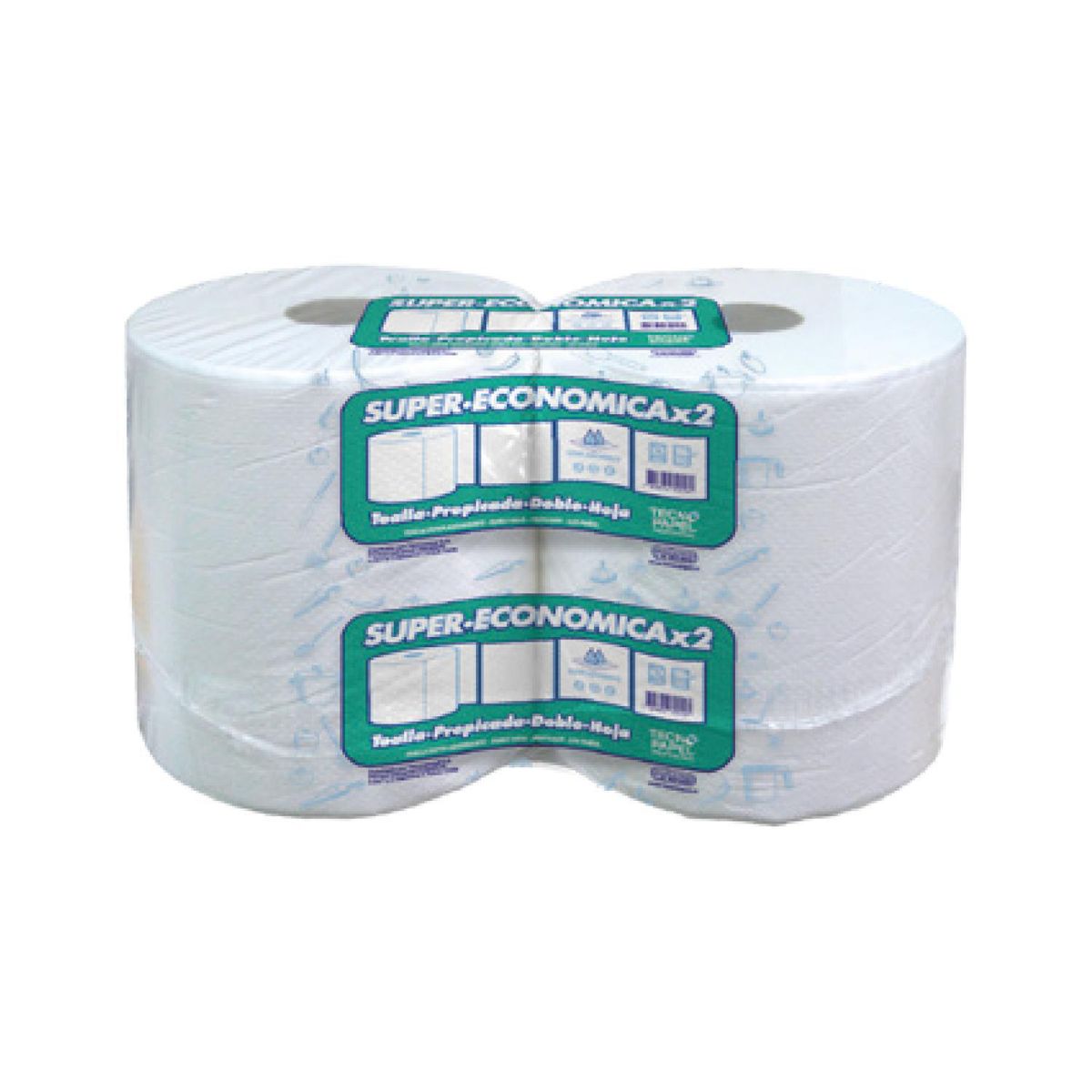 TECNOROLL - Pack 2 Toallas de Tecnoroll Doble Hoja 1.2 Kg Absorbente