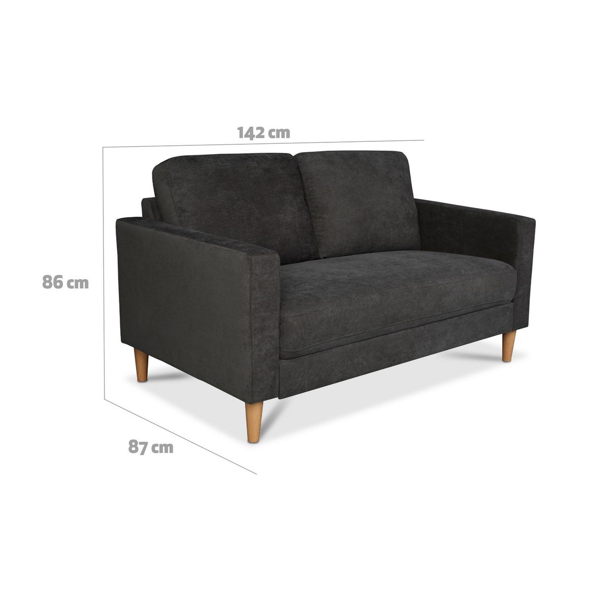 CIC - Sofá 2 cuerpos Londres 142x86x87 cm Gris