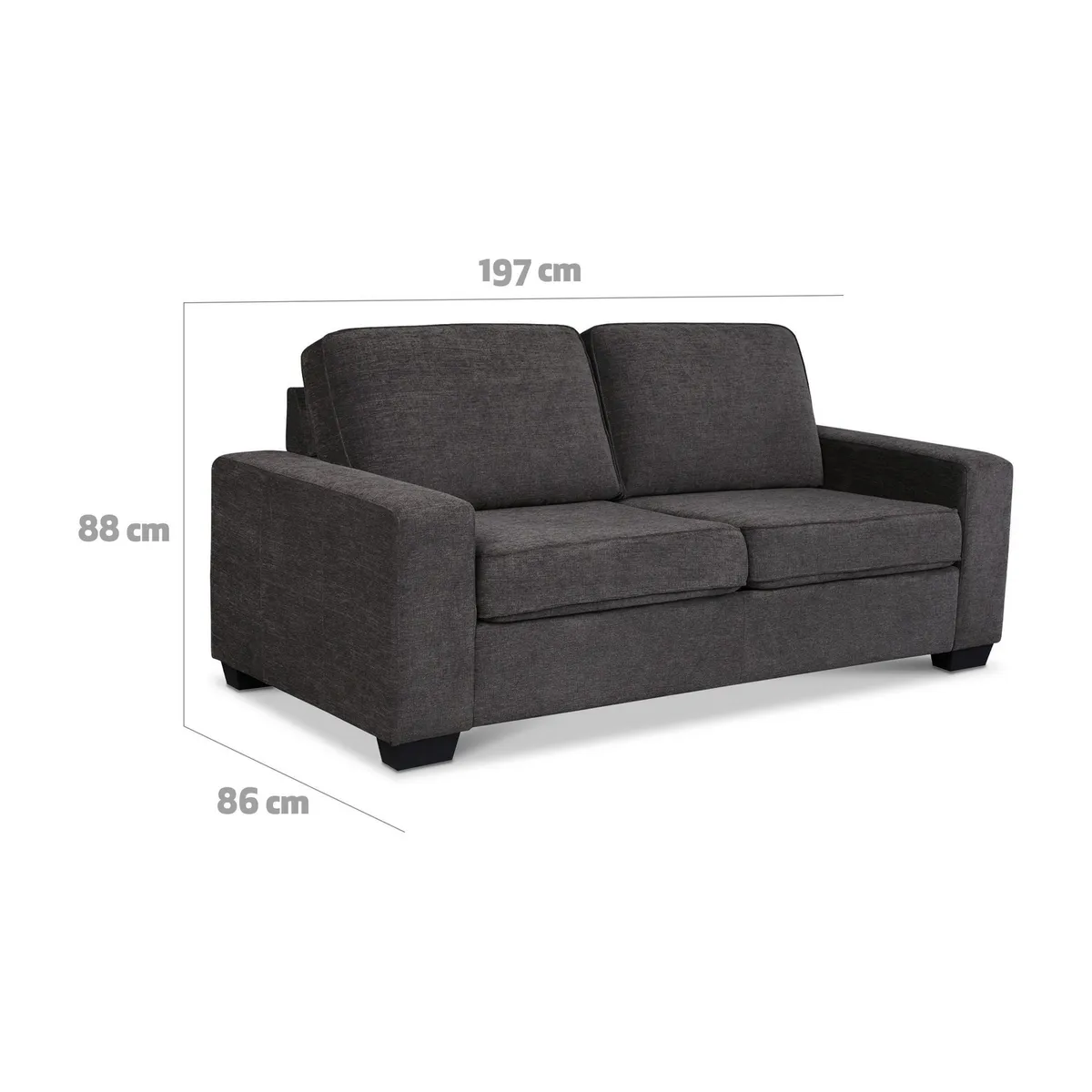 CIC - Sofá Bolonia Gris 197x86x88 cm