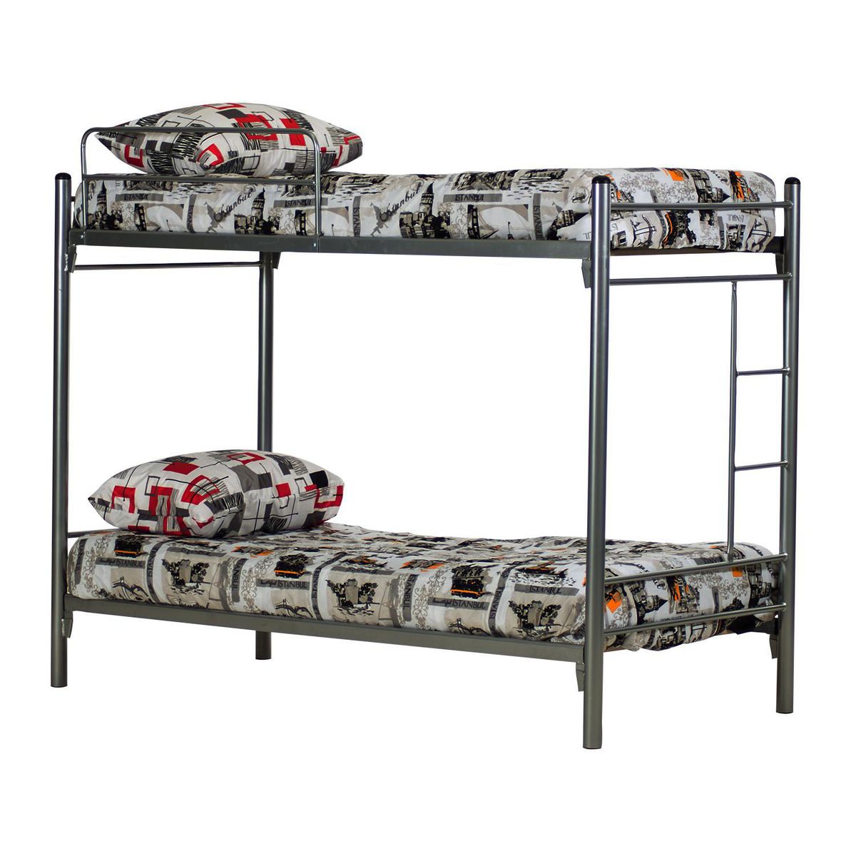 MANTAHUE - Camarote Alfa Fijo Metálico 1 Plaza Gris/2 Colchones