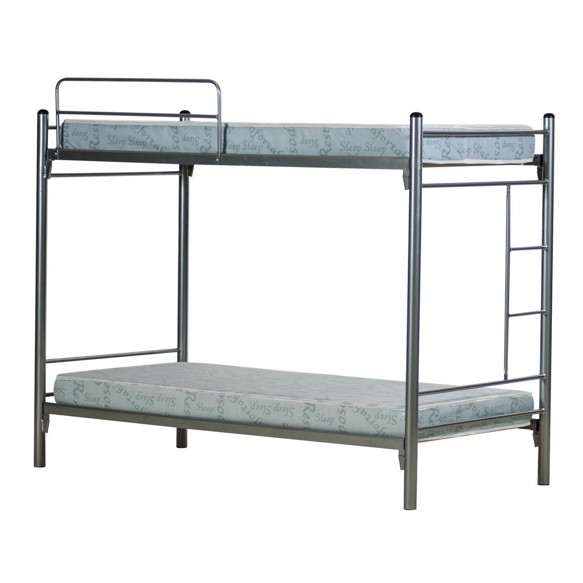 MANTAHUE - Camarote Alfa Fijo Metálico 1 Plaza Gris/2 Colchones