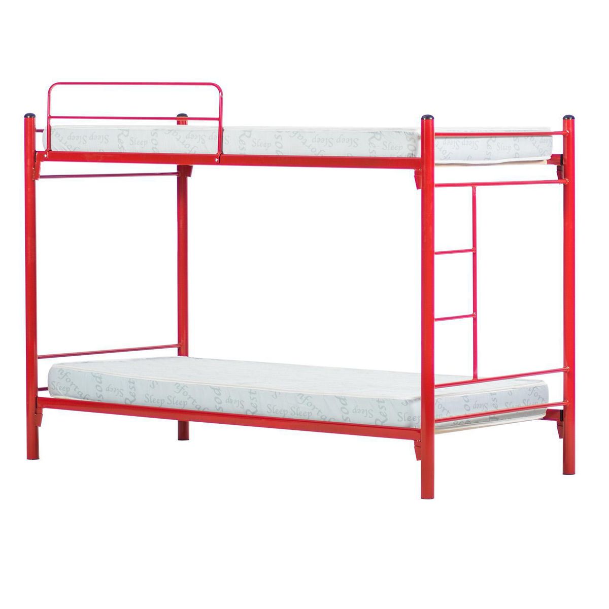 MANTAHUE - Camarote Alfa Fijo Metálico 1 Plaza Rojo/2 Colchones