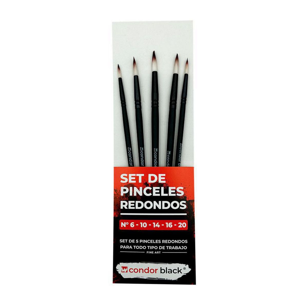 CONDOR - Set de Pinceles Redondos Condor Cerda Sintética para Manualidades 5 Unidades