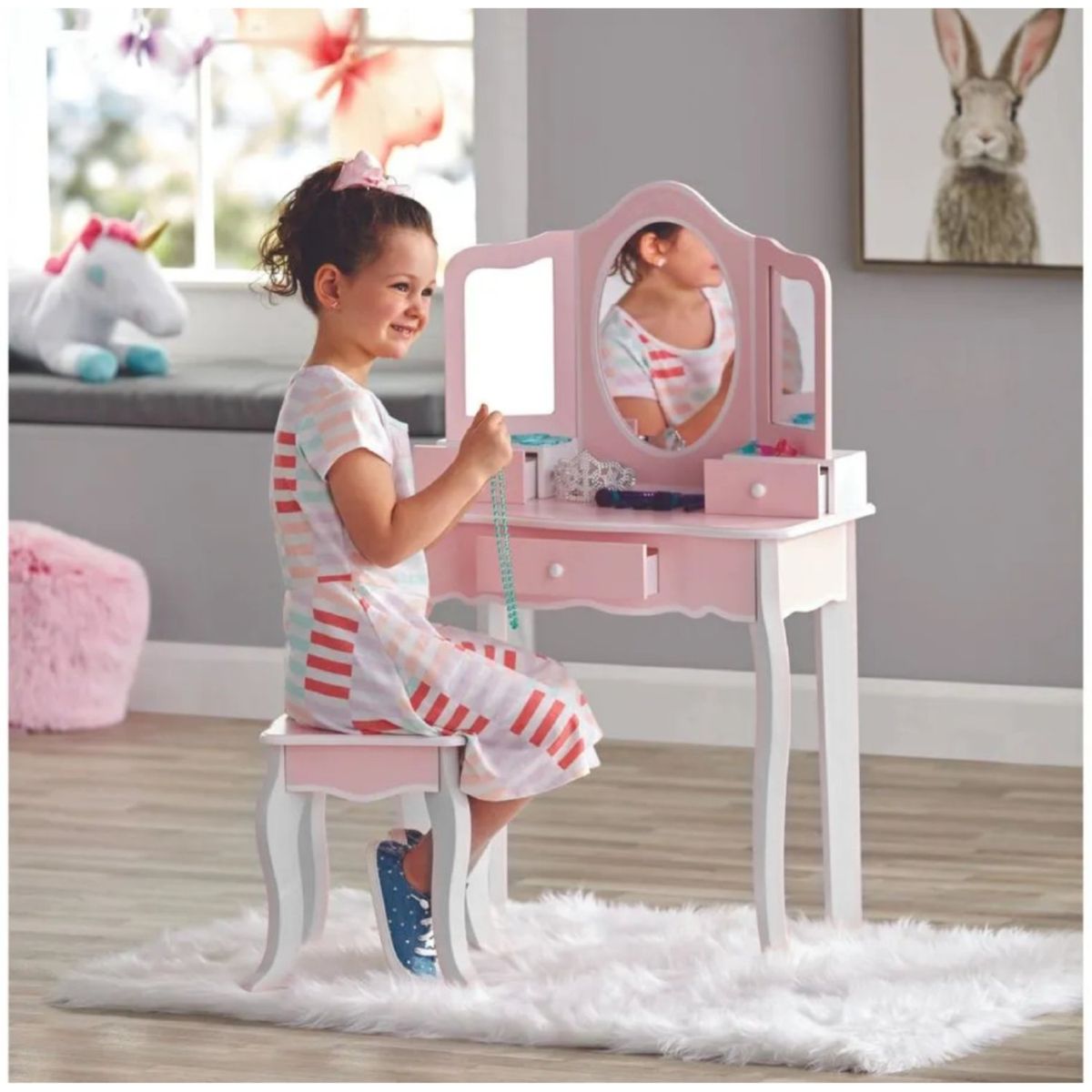 KIDSCOOL - Tocador rosado vintage Lulú