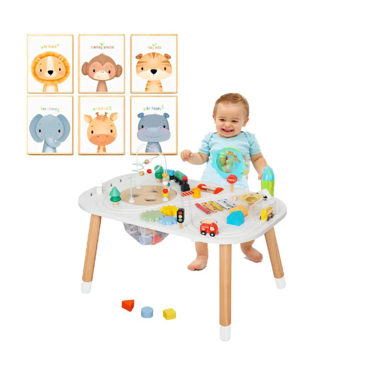 KIDSCOOL - Mesa 10 Actividades con Accesorios 74.5x64x47 cm Blanco Desde 2 años