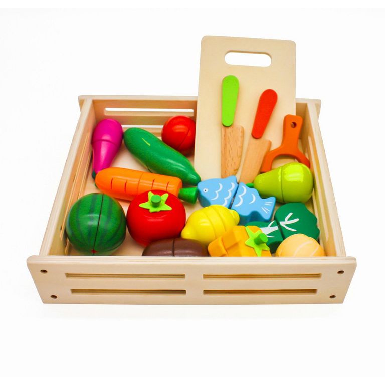 Set De Juego Frutas Verduras Montessori Con Accesorios Cocina