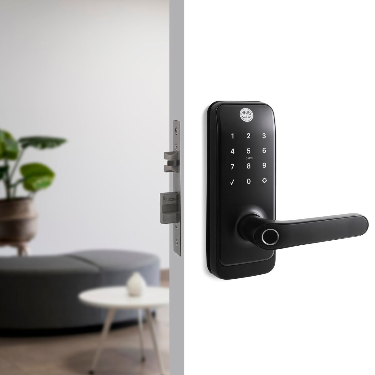 ODIS - Cerradura Digital 8800 con Manilla Reversible Negra/Hub WiFi