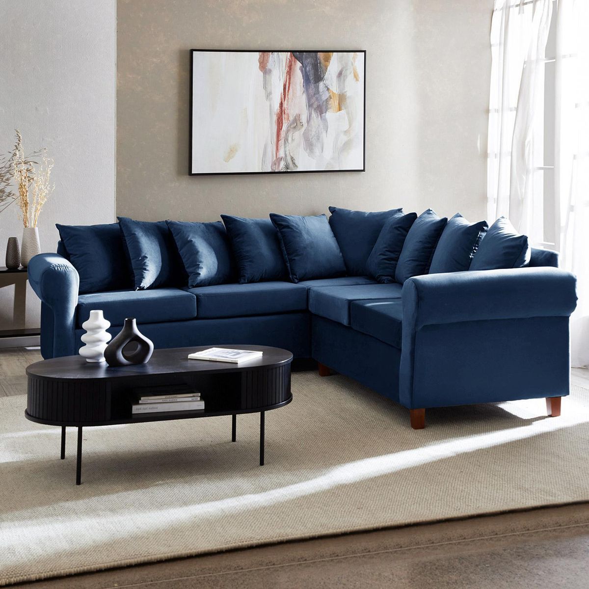 INTERMUEBLES - Sofá Seccional 5 cuerpos Asturias 248x93x244 cm Azul