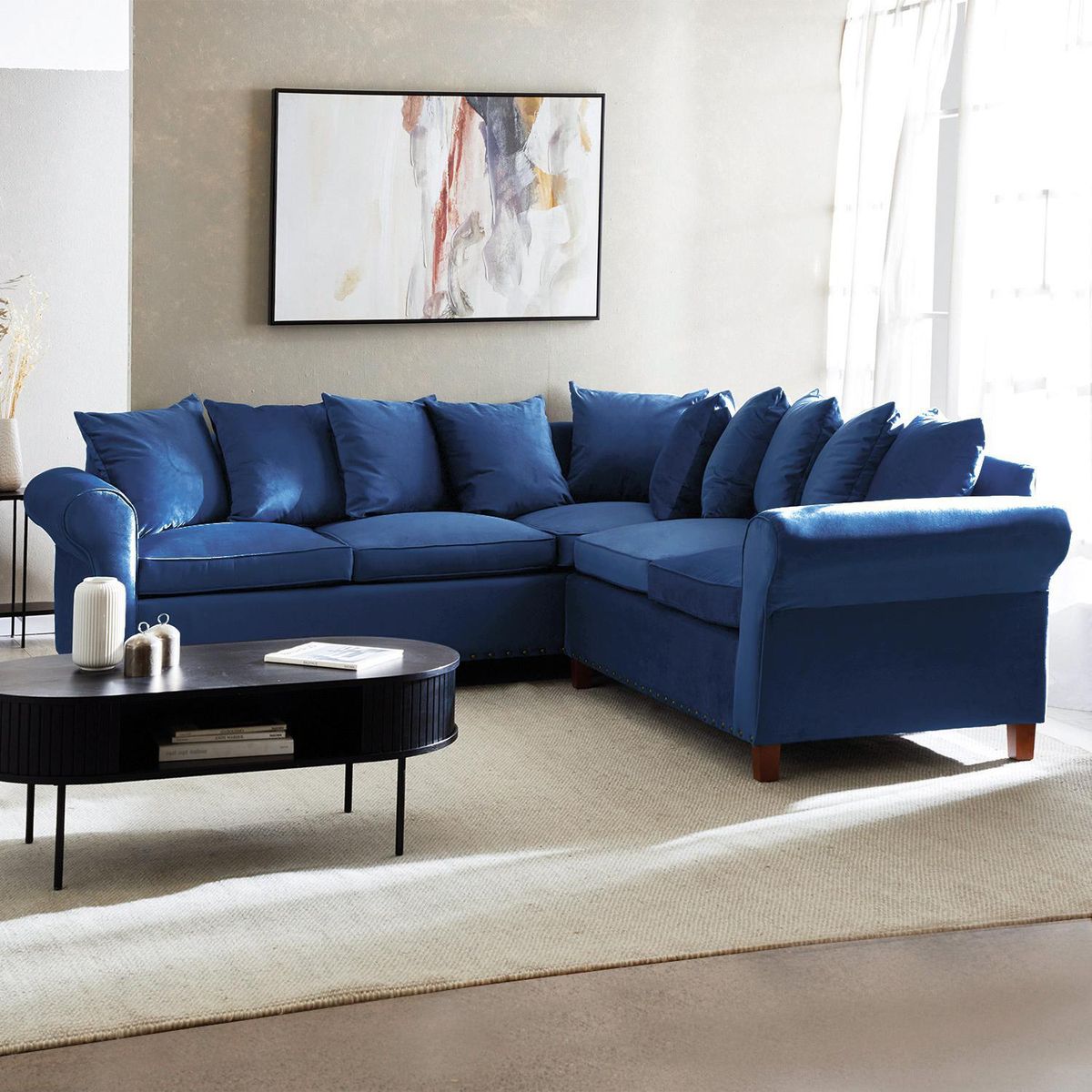 INTERMUEBLES - Sofá Seccional 5 cuerpos Toledo 247x97x248 cm Azul