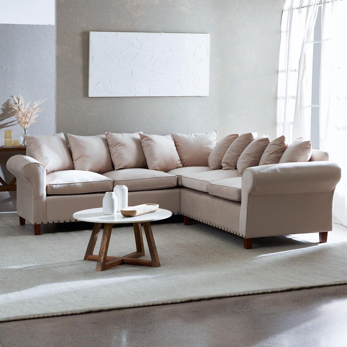 INTERMUEBLES - Sofá Seccional 5 cuerpos Toledo 247x97x248 cm Beige