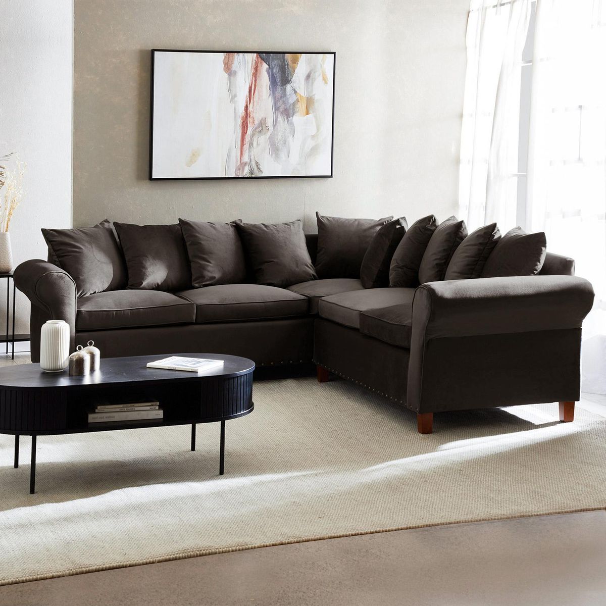 INTERMUEBLES - Sofá Seccional 5 cuerpos Toledo 247x97x248 cm Chocolate