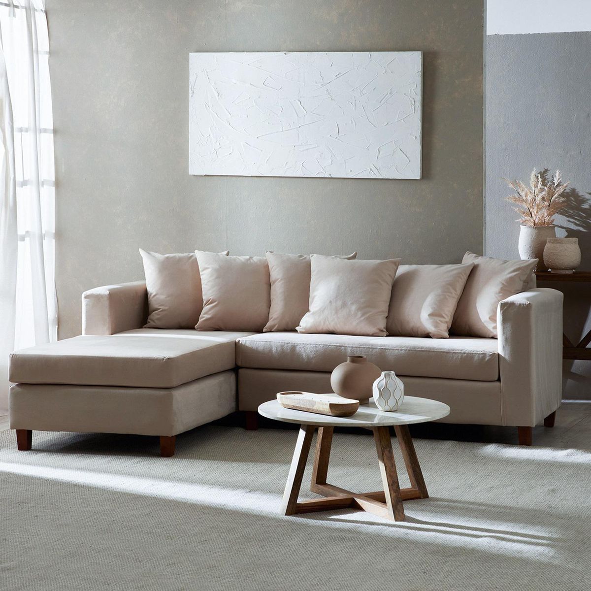 INTERMUEBLES - Sofá Seccional 4 cuerpos Malaga 171x87x245 cm Beige