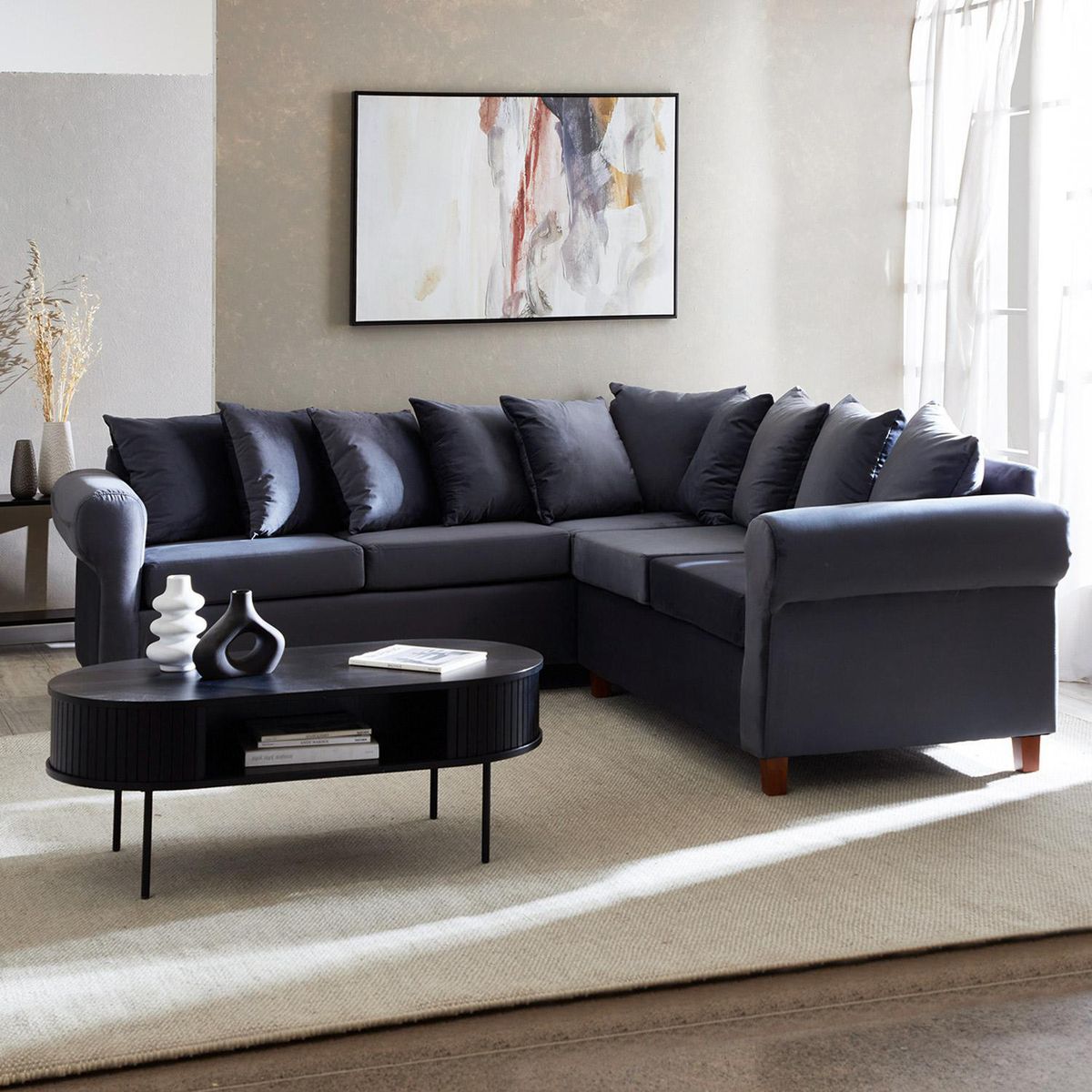 INTERMUEBLES - Sofá Seccional 5 cuerpos Asturias 248x93x244 cm Gris