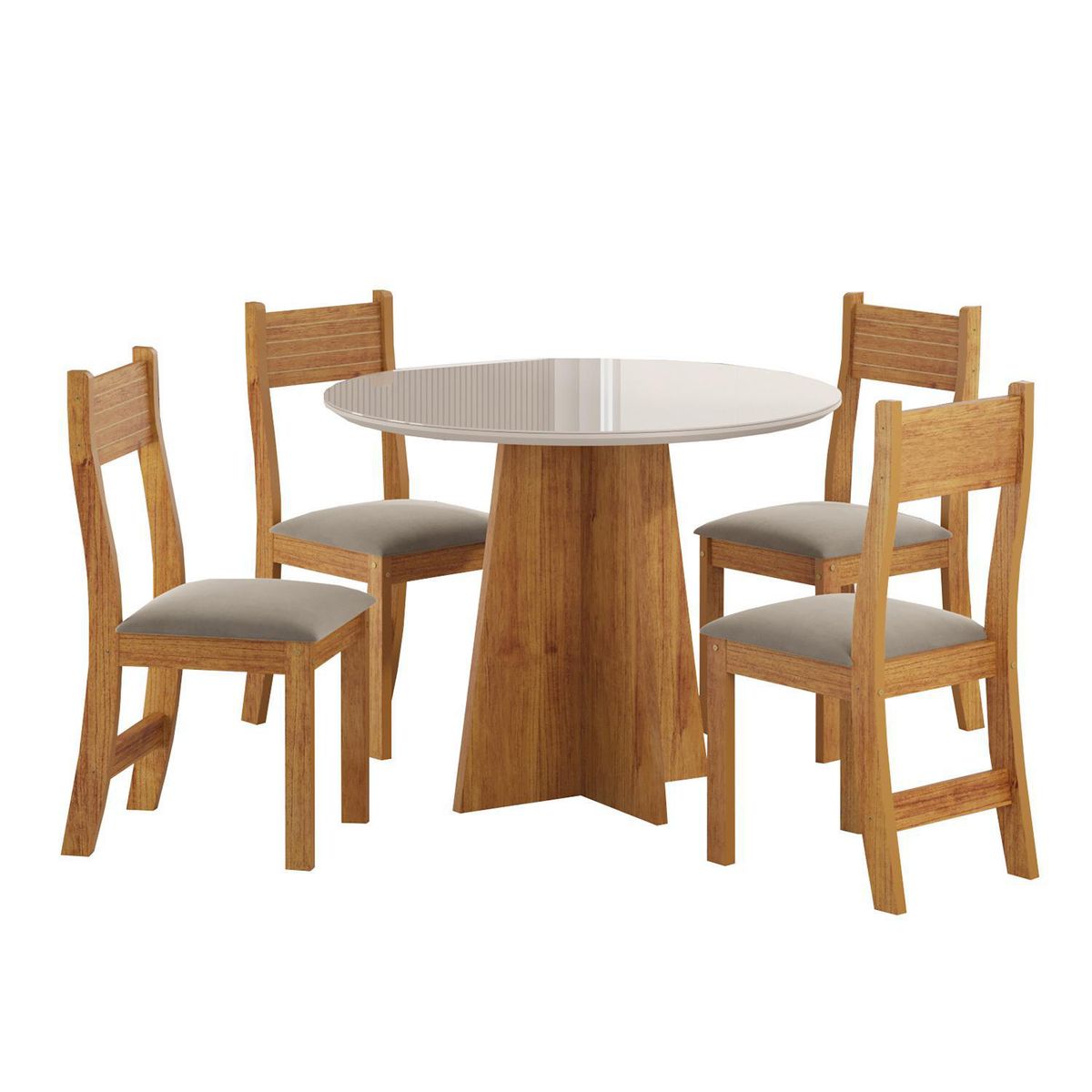 RODLER - Juego de Comedor Dalila 4 Sillas Mesa Redonda 90x78x90 cm Taupe