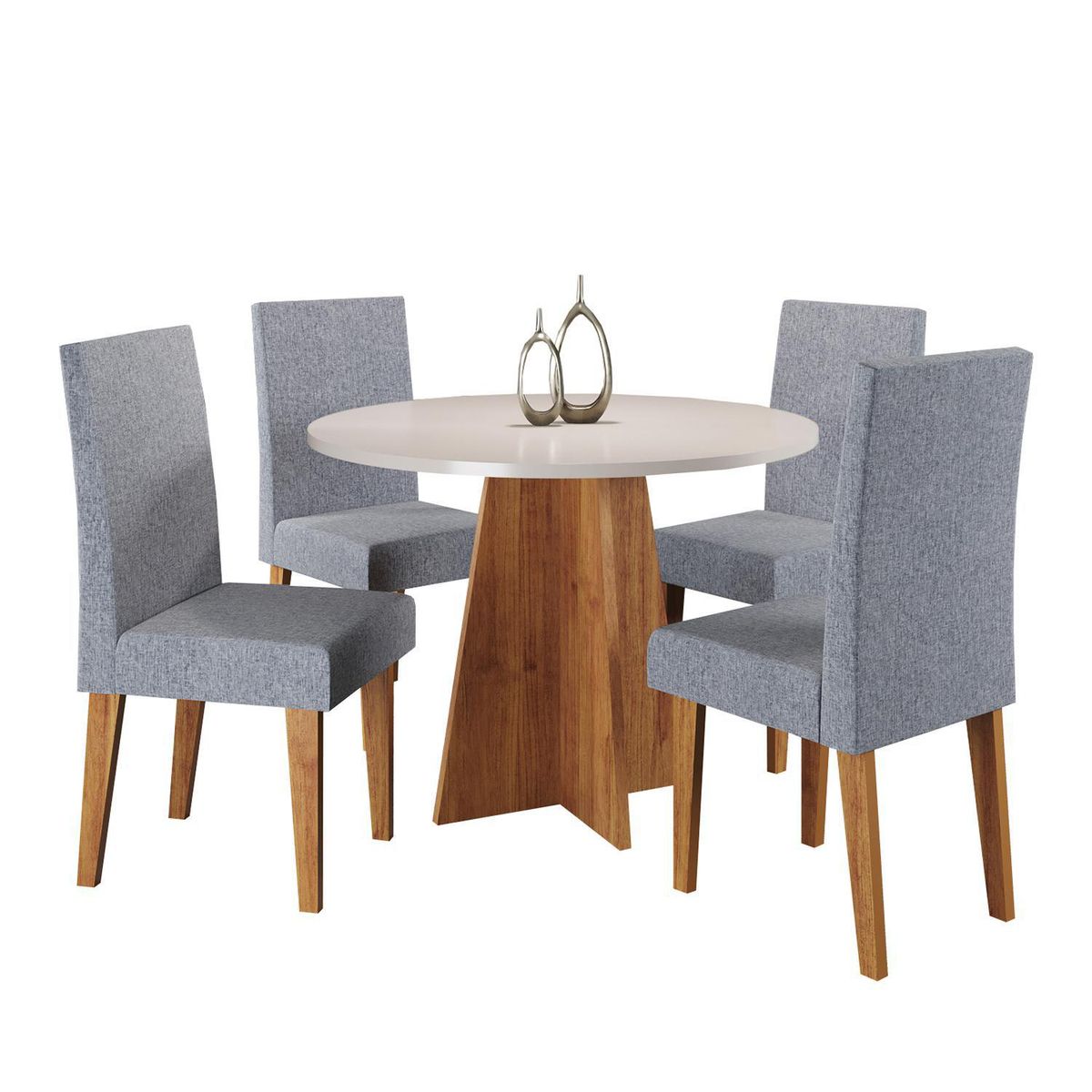 RODLER - Juego de Comedor Slin 4 Sillas Mesa Redonda 90x78x90 cm Café/Blanco