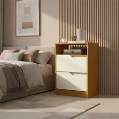 VEKKAHOME - Velador 2 Cajón(es) Sole 45x65x36 cm Café