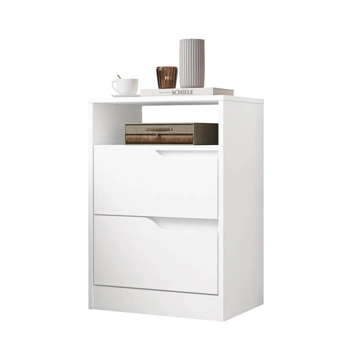 VEKKAHOME - Velador 2 Cajón(es) Sole 45x65x36 cm Blanco