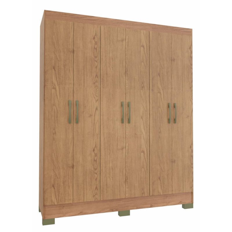 VEKKAHOME - Clóset Roma 6 Puerta(s) 1 Cajón(es) 6 Repisa(s) 147x182.5x47 cm Café