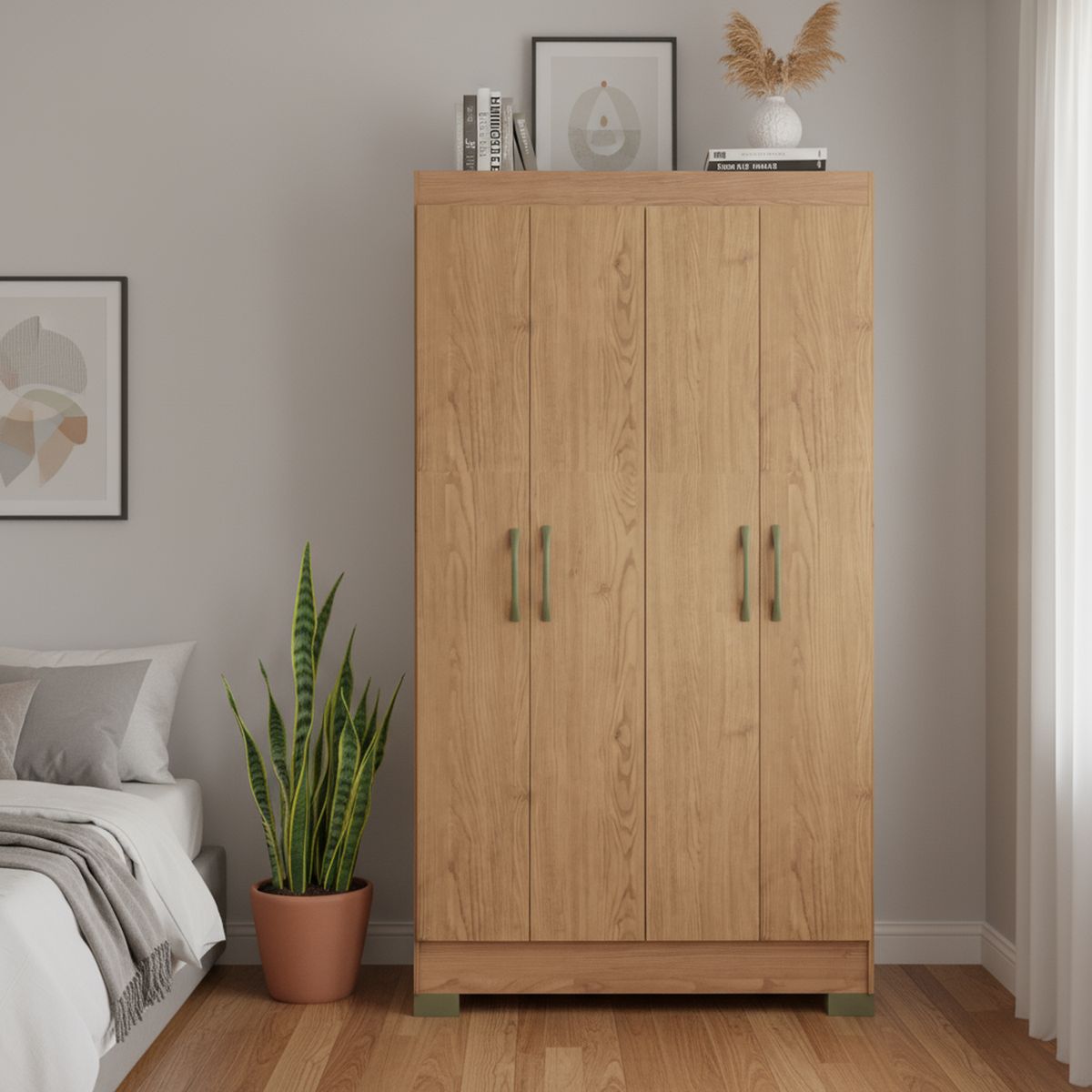 VEKKAHOME - Clóset Roma 4 Puerta(s) 1 Cajón(es) 4 Repisa(s) 99x182.5x47 cm Café