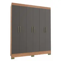 VEKKAHOME - Clóset Roma 6 Puerta(s) 6 Repisa(s) 147x182.5x47 cm Grafito