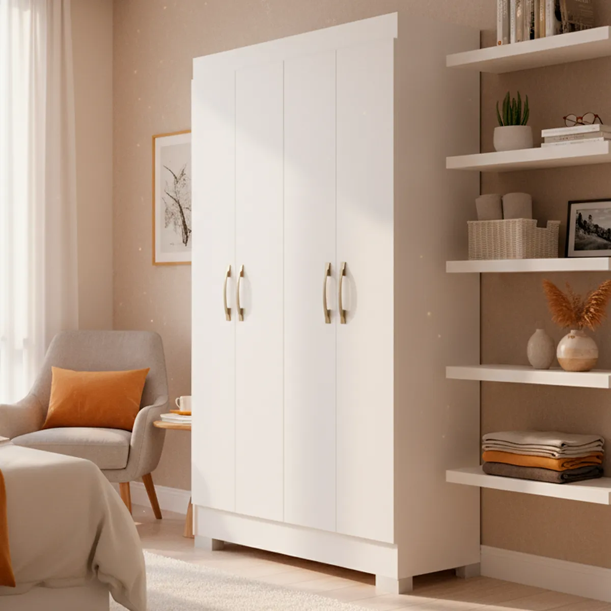 VEKKAHOME - Clóset Roma 4 Puerta(s) 1 Cajón(es) 4 Repisa(s) 99x182.5x47 cm Blanco