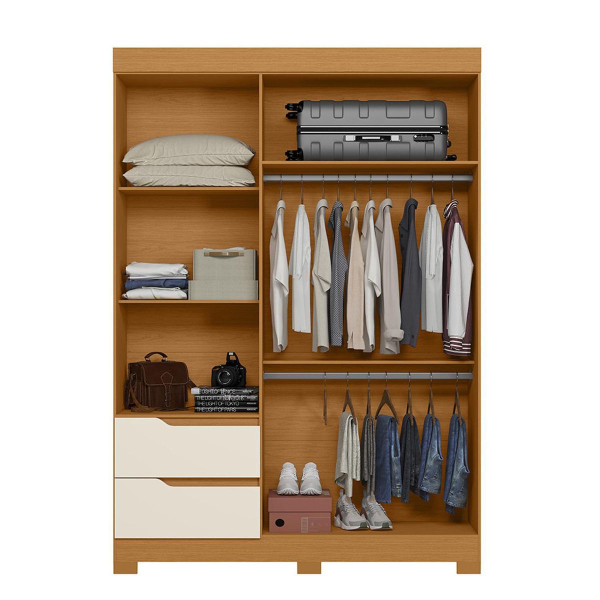 VEKKAHOME - Clóset Vivacce 3 Puerta(s) 2 Cajón(es) 5 Repisa(s) 152x217x47 cm Beige