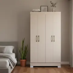 VEKKAHOME - Clóset Roma 4 Puerta(s) 1 Cajón(es) 4 Repisa(s) 99x182.5x47 cm Crema