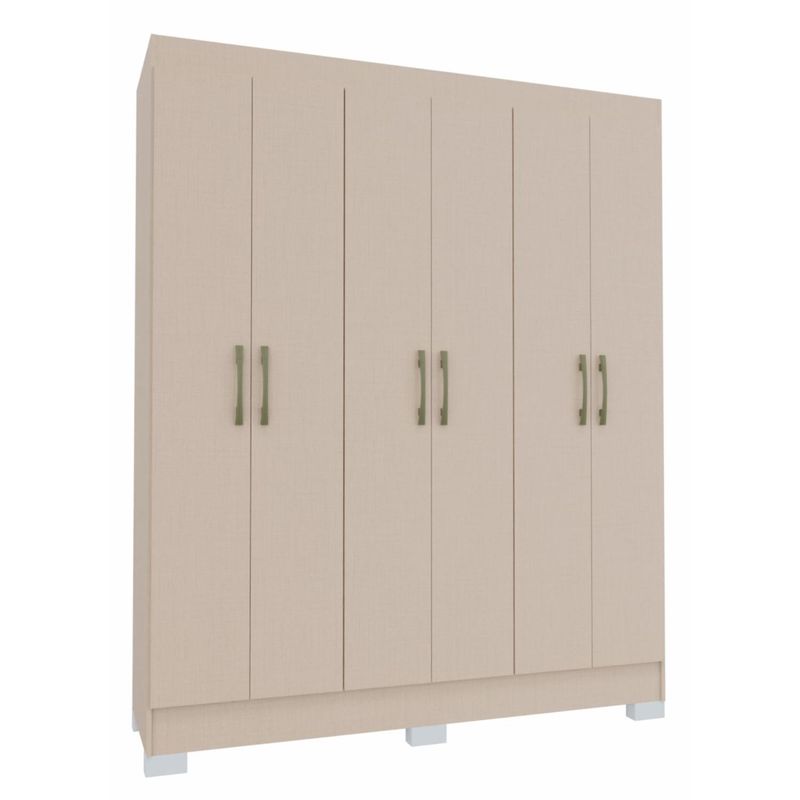 VEKKAHOME - Clóset Roma 6 Puerta(s) 6 Repisa(s) 147x182.5x47 cm Crema
