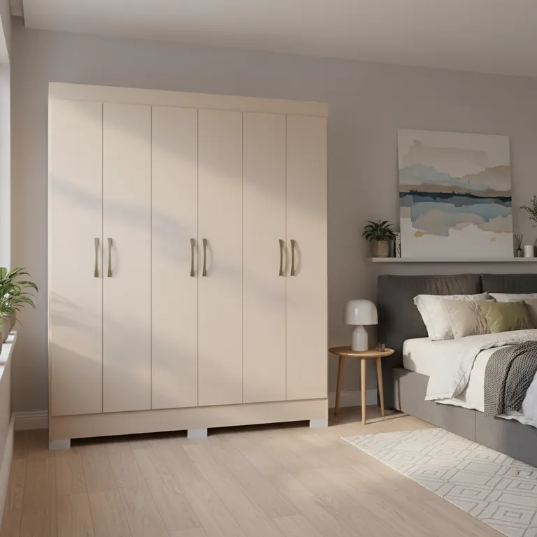 VEKKAHOME Clóset Roma 6 Puerta(s) 1 Cajón(es) 6 Repisa(s) 147x182.5x47 cm Beige