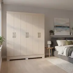 VEKKAHOME - Clóset Roma 6 Puerta(s) 1 Cajón(es) 6 Repisa(s) 147x182.5x47 cm Crema