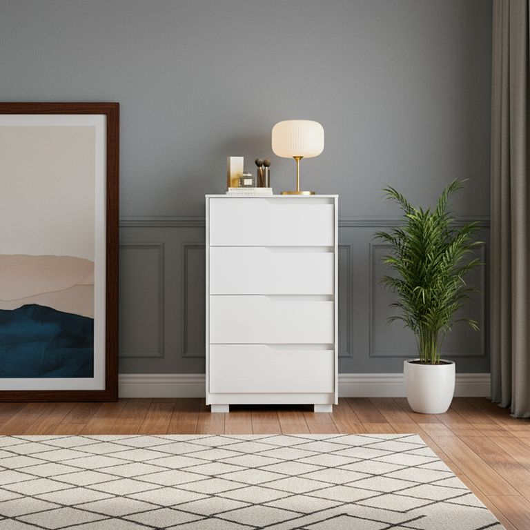 VEKKAHOME Cómoda 4 Cajón(es) Sola 70x120x40 cm Blanco