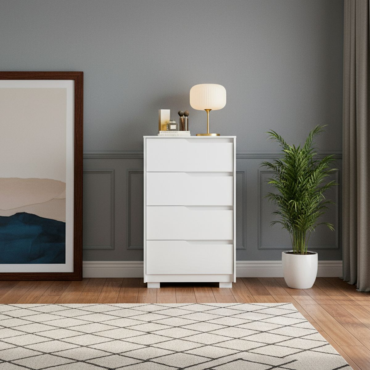 VEKKAHOME - Cómoda 4 Cajón(es) Sola 70x120x40 cm Blanco