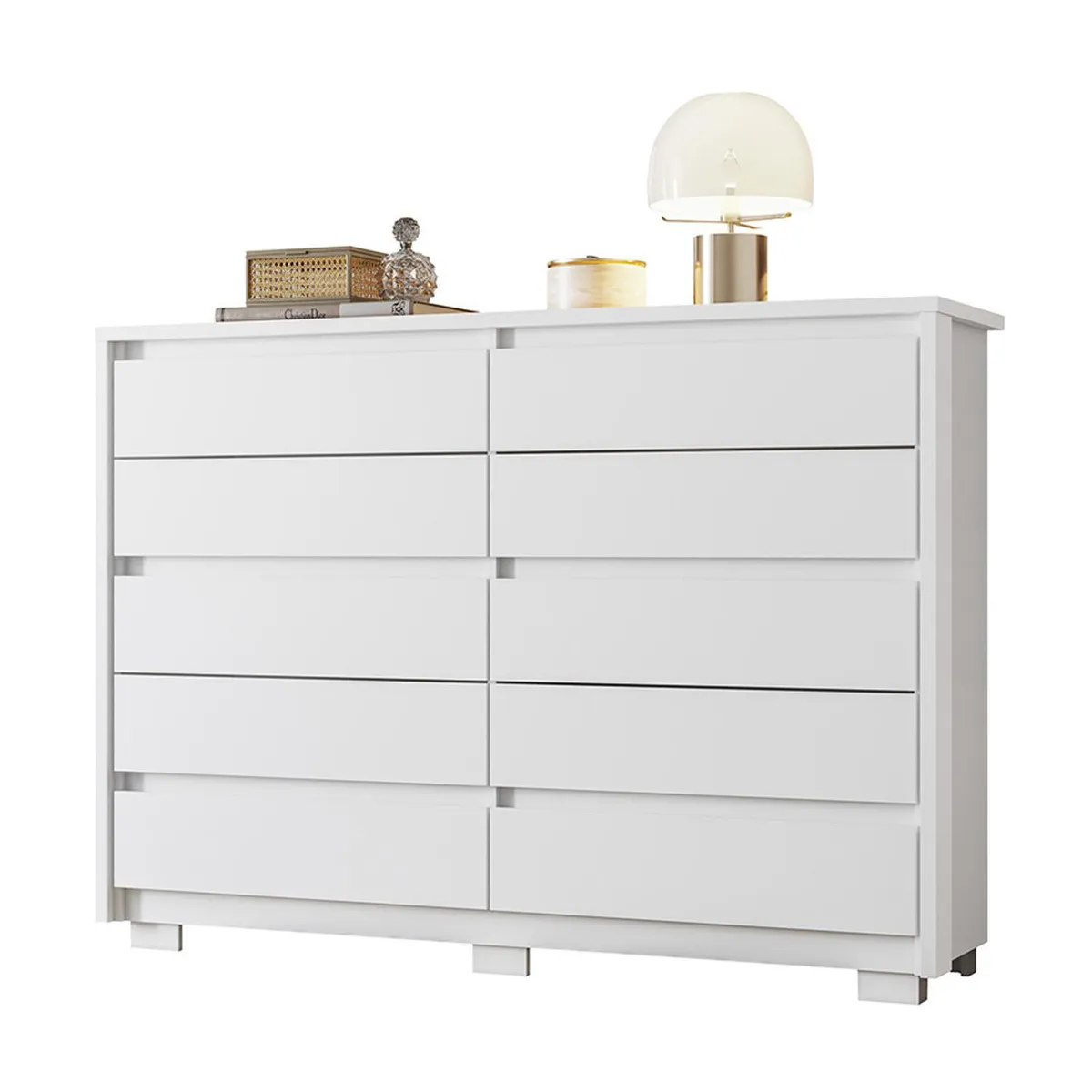 VEKKAHOME - Cómoda 10 Cajón(es) Dueto 109x151x43 cm Blanco