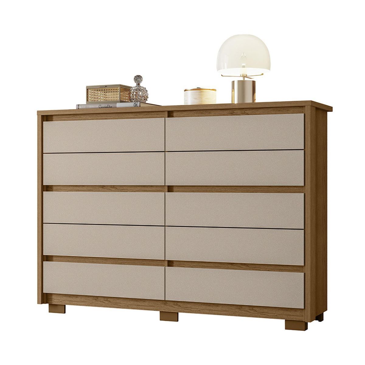 VEKKAHOME - Cómoda 10 Cajón(es) Dueto 109x151x43 cm Café