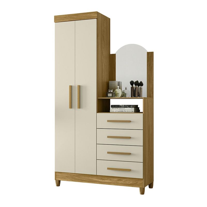 VEKKAHOME - Cómoda 2 Puertas 4 Cajón(es) Capri 103x179x38 cm Café