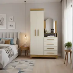VEKKAHOME - Cómoda 2 Puertas 4 Cajón(es) Capri 103x179x38 cm Café