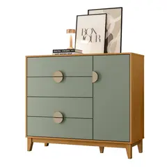 VEKKAHOME - Cómoda 1 Puerta 4 Cajón(es) Ipe 120x101x47 cm Verde