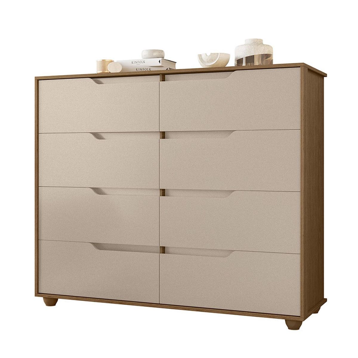 Cómoda 8 Cajón(es) Doble Evo 136x116x45 cm Café, marca VEKKAHOME - Foto 2