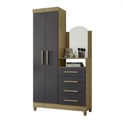 VEKKAHOME - Cómoda 2 Puertas 4 Cajón(es) Capri 103x179x38 cm Grafito