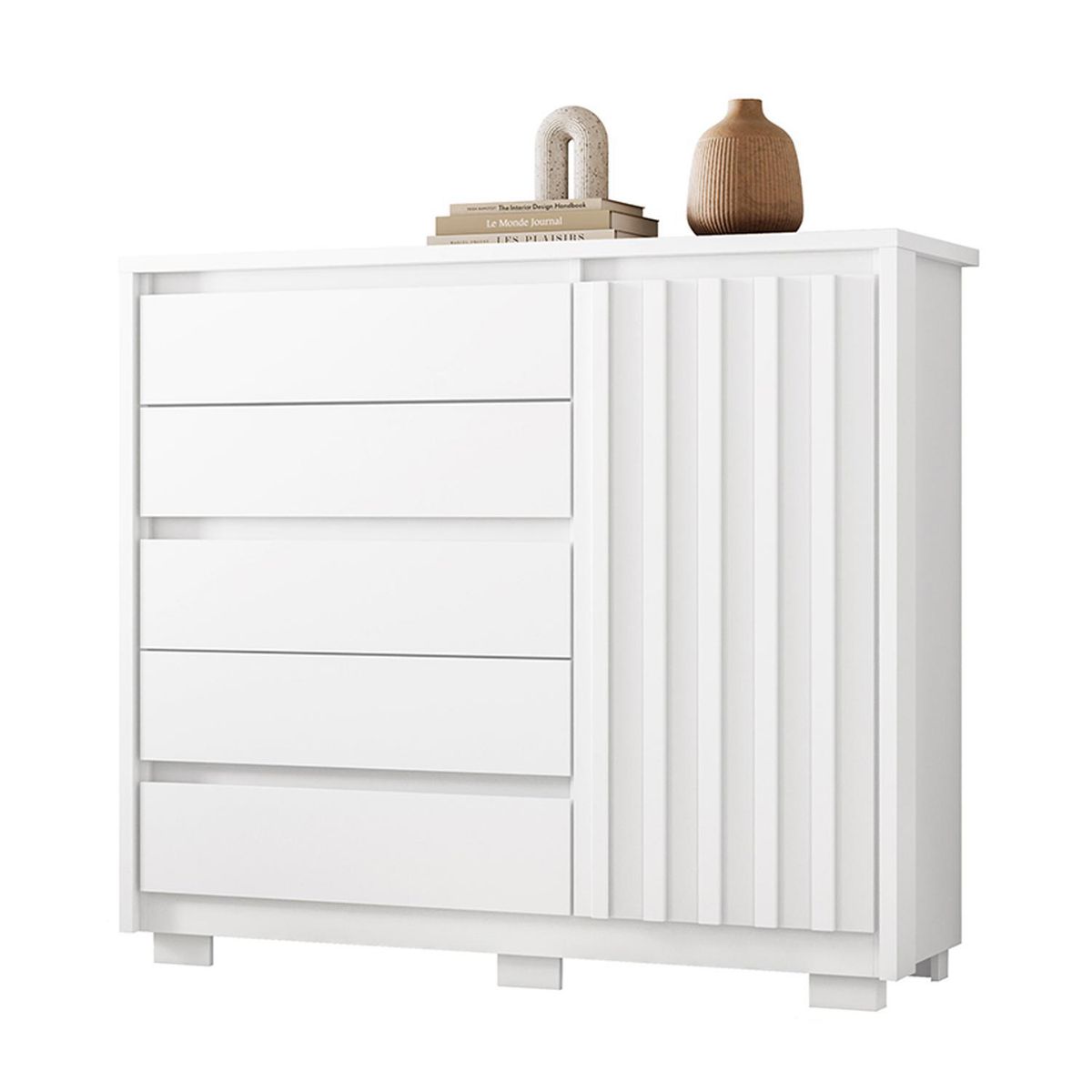 VEKKAHOME - Zapatera Dueto MDF 3 Nivel(es) 109x125x43 cm Blanco