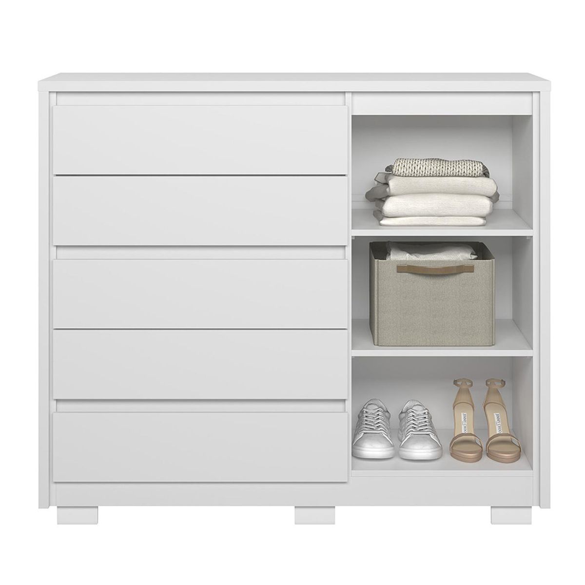 VEKKAHOME - Zapatera Dueto MDF 3 Nivel(es) 109x125x43 cm Blanco