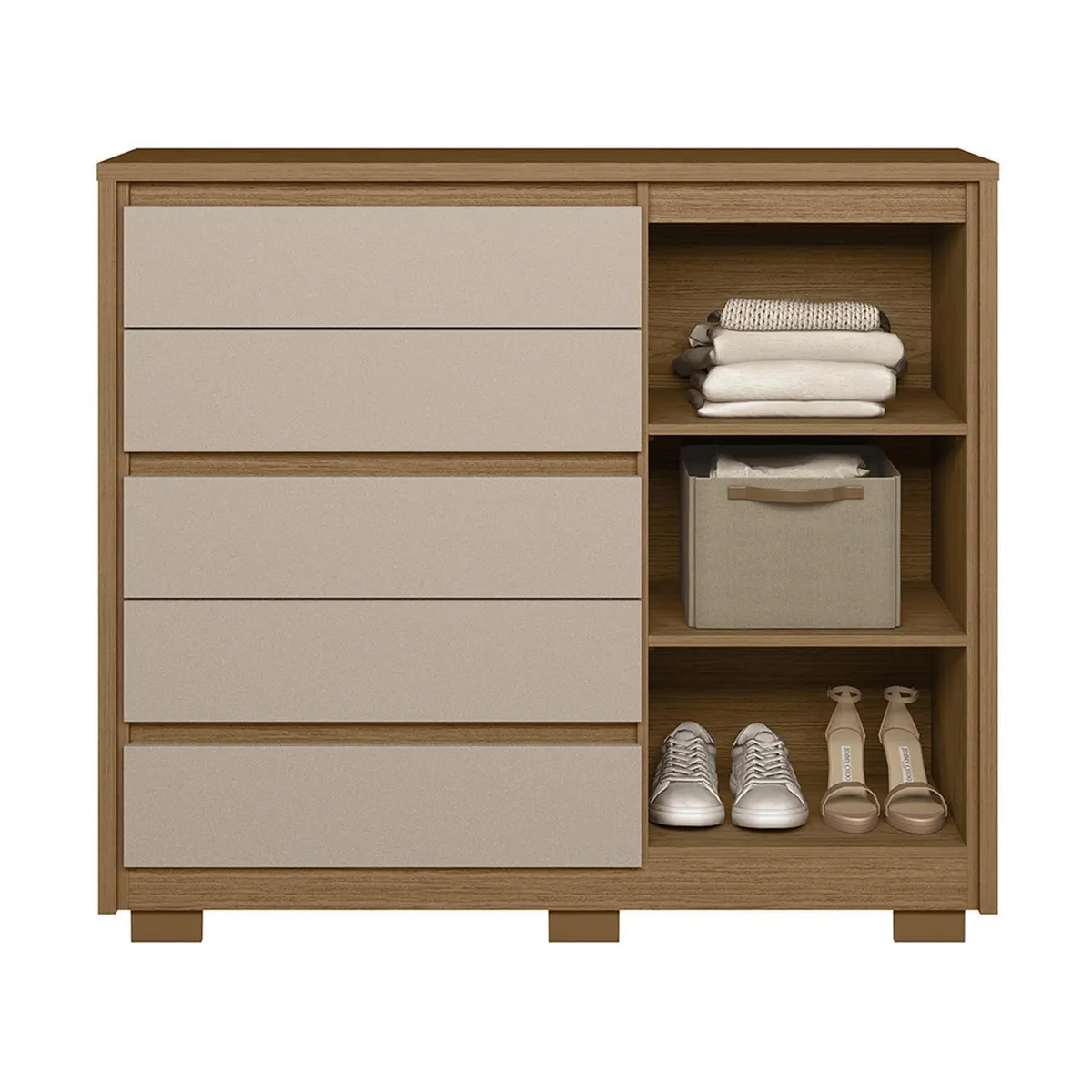 VEKKAHOME - Zapatera Dueto MDF 3 Nivel(es) 109x125x43 cm Café