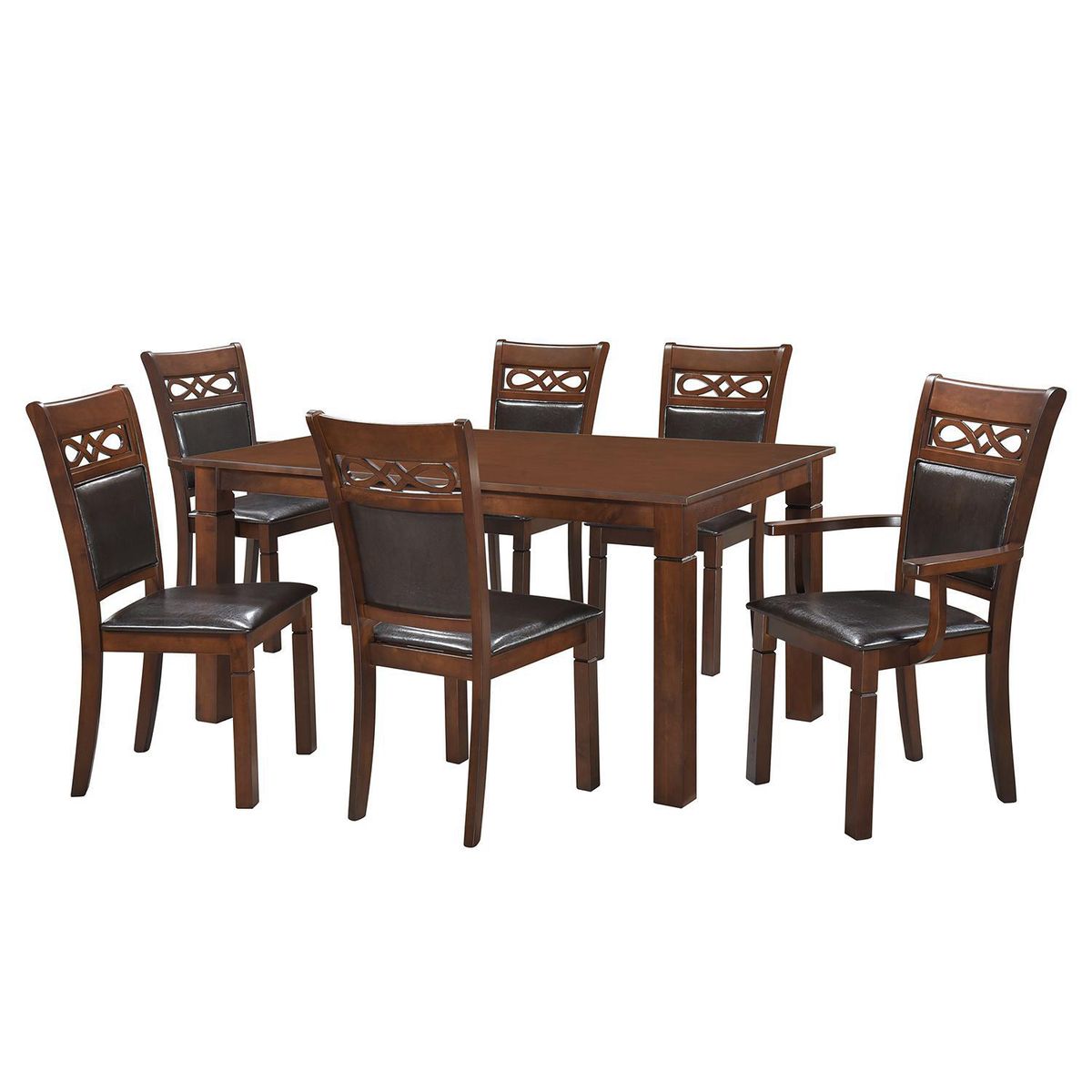 JUST HOME COLLECTION - Juego de Comedor Capri 6 Sillas Mesa Rectangular 90x76x160 cm Café