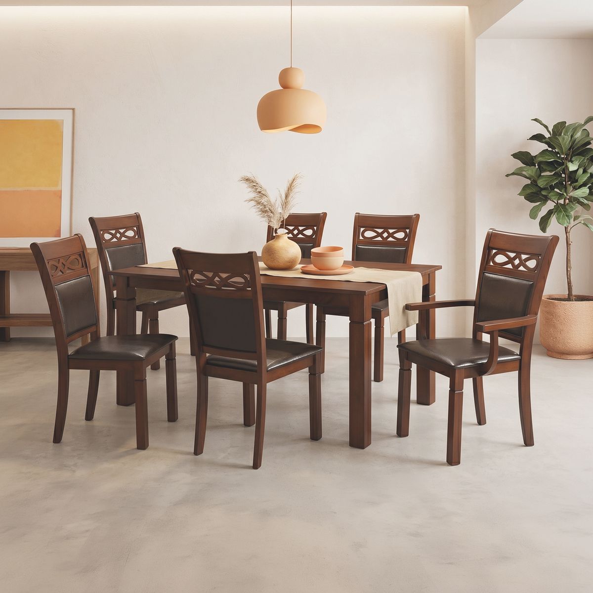Juego de Comedor Capri 6 Sillas Mesa Rectangular 90x76x160 cm Café, marca WDS HOME - Foto Principal