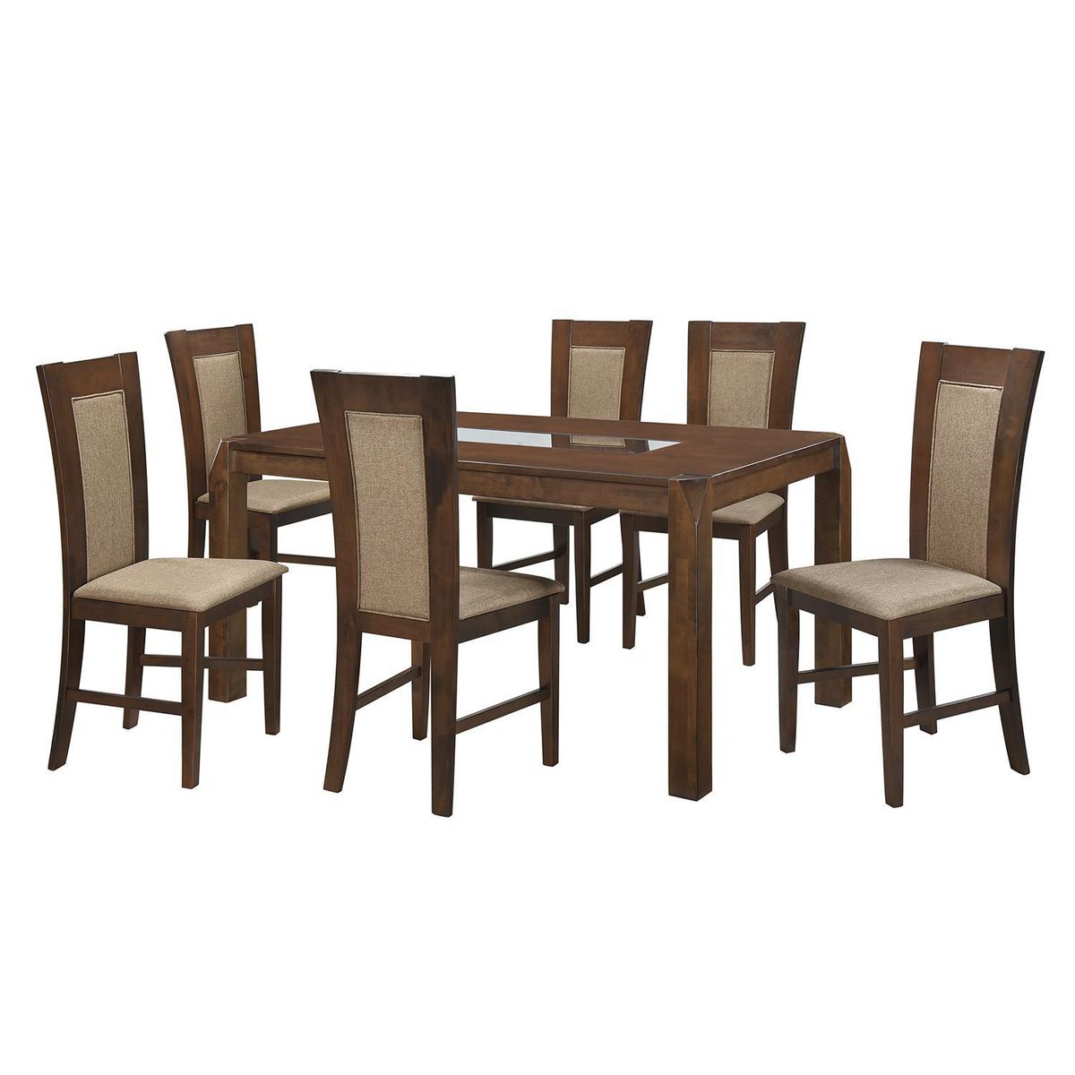 JUST HOME COLLECTION - Juego de Comedor Bali 6 Sillas Mesa Rectangular 90x75x160 cm Café