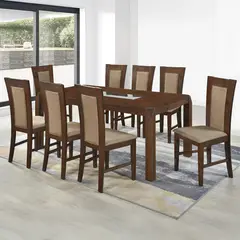 JUST HOME COLLECTION - Juego de Comedor Bali 8 Sillas Mesa Rectangular 90x75x180 cm Café