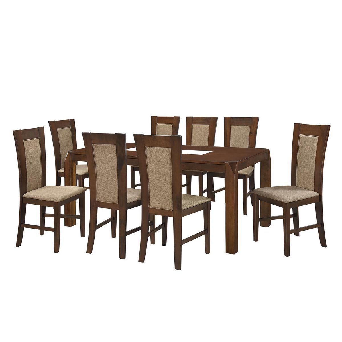 JUST HOME COLLECTION - Juego de Comedor Bali 8 Sillas Mesa Rectangular 90x75x180 cm Café