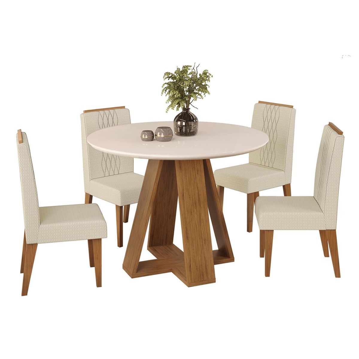 VEKKAHOME - Juego de Comedor Celeste 4 Sillas Mesa Redonda 103,5x80x103,5 cm Café/Beige