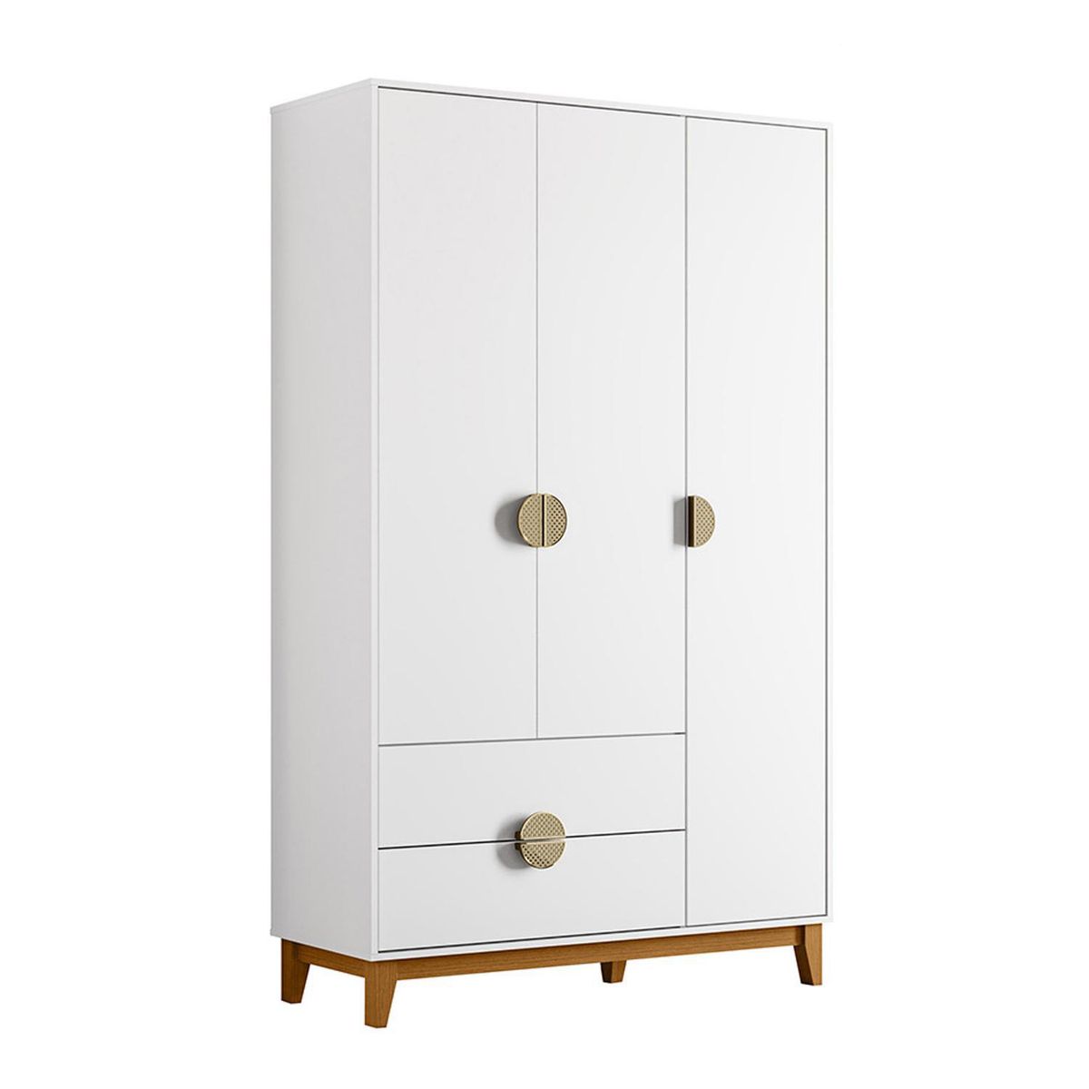 VEKKAHOME - Clóset Ipe Ligth 3 Puerta(s) 2 Cajón(es) 6 Repisa(s) 120x192x47 cm Blanco