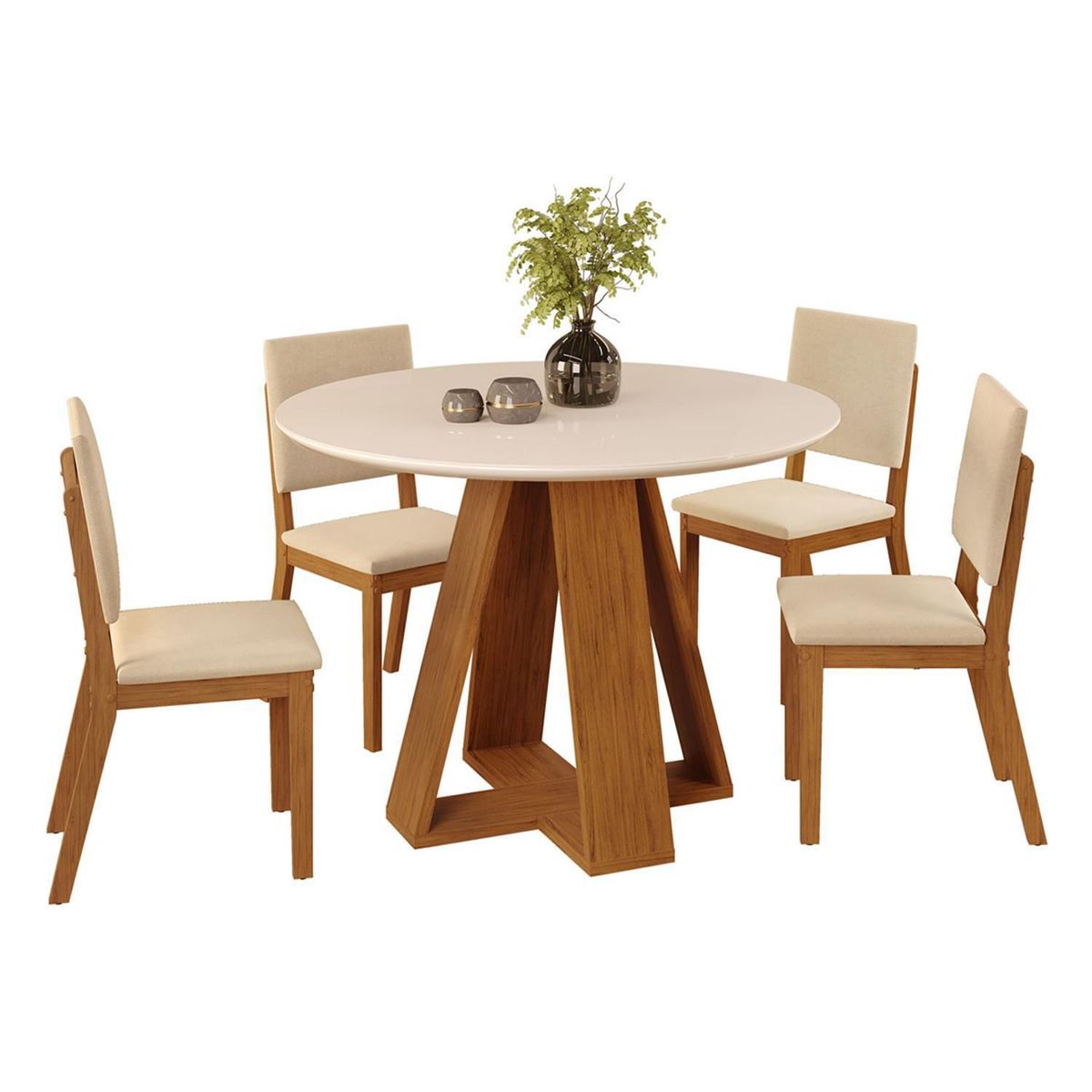 VEKKAHOME - Juego de Comedor Celeste 4 Sillas Mesa Redonda 103,5x80x103,5 cm Café